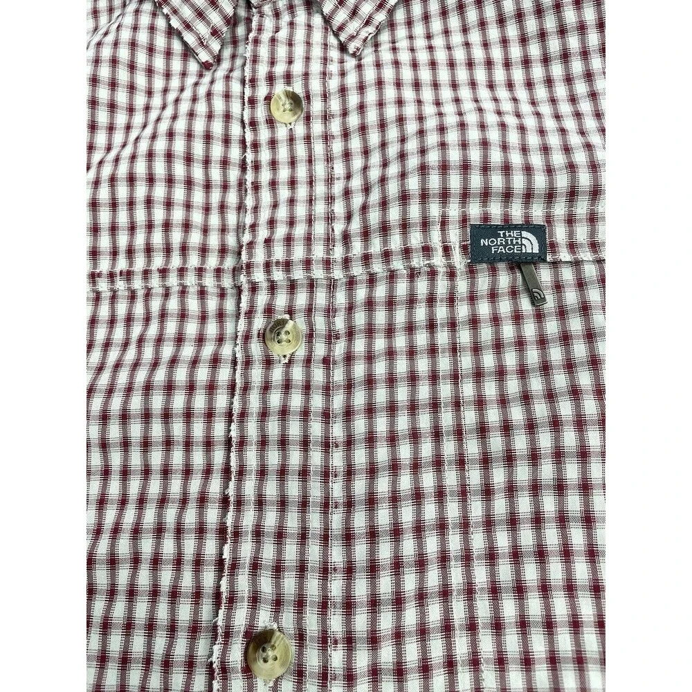 The North Face Shirt Men XL Red Plaid Outdoor Button Up Distressed